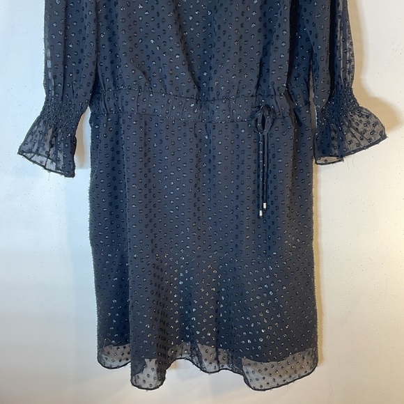 NWT. Libby Edelman XXL Shimmer Swiss Dot Long Sleeve Dress. - Picture 5 of 11